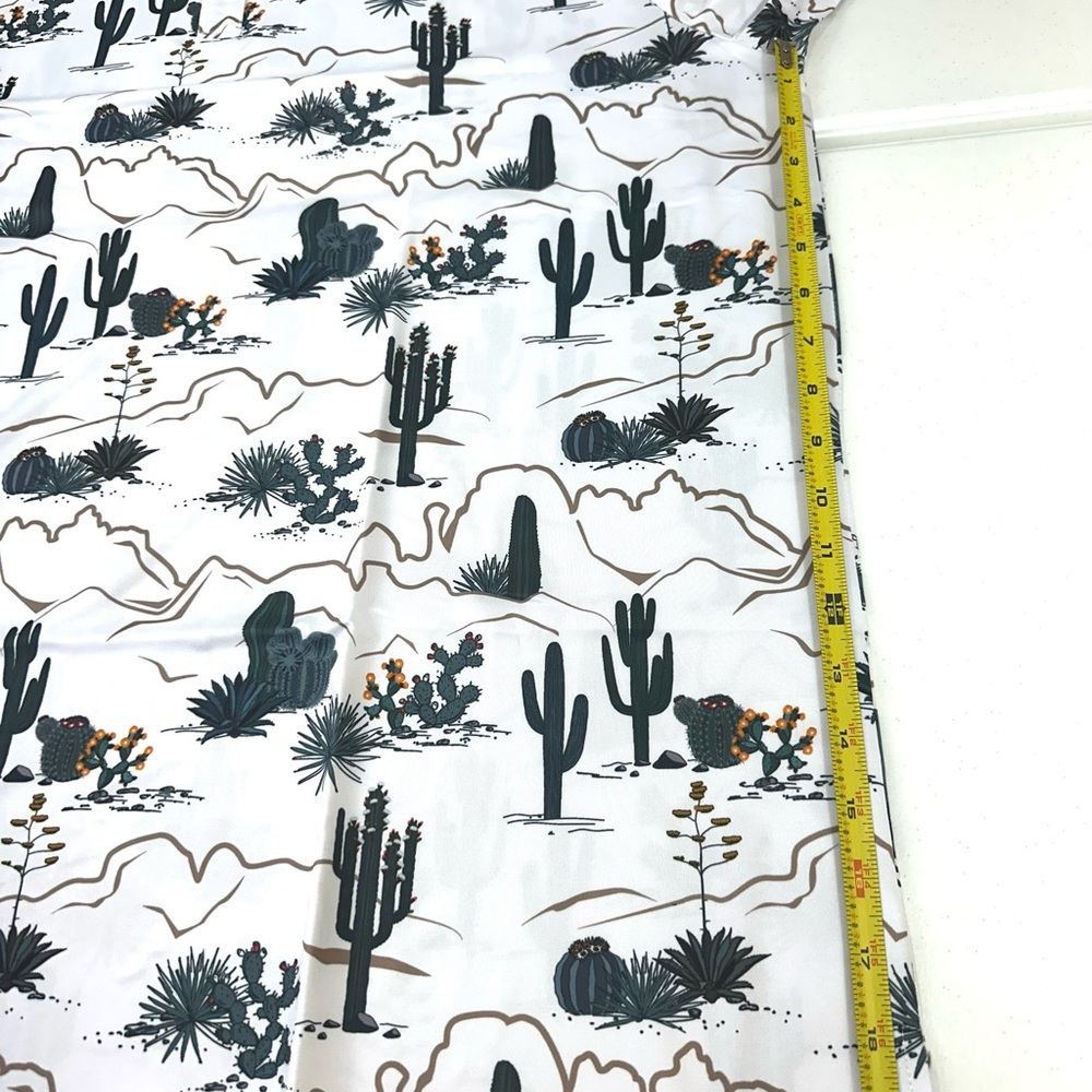 White Cactus Print Golf Polo Shirt Quick Dry - Picture 5 of 9